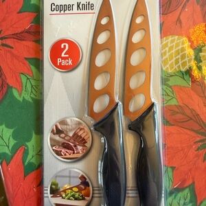 Copper Kitchen Knife Set with Black Handles